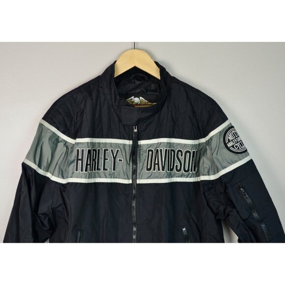 Harley Davidson Racing Vintage 90s Black Nylon Jacket Screaming Eagle - Picture 2 of 9